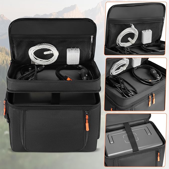 Carrying Case Compatible with BLUETTI EB3A/AC2A/AC2P/Elite 30 V2, Power Station Travel Bag Padded with Multi-pockets for Accessories, Protective Cover Storage Bag with Shoulder Strap & Handle