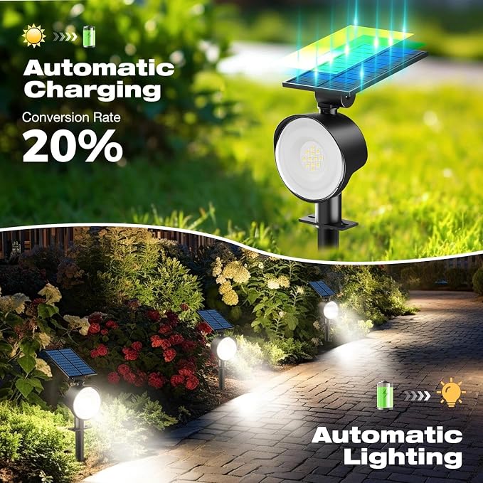 nipify 8 Pack Solar Lights Outdoor Waterproof, 3 CCT Solar Spot Lights with 2 Brightness Landscape Spotlights for Outside Garden Yard Trees