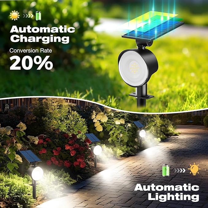 nipify 12 Pack Solar Lights Outdoor Waterproof, 3 CCT Solar Spot Lights with 2 Brightness Landscape Spotlights for Outside Garden Yard Trees