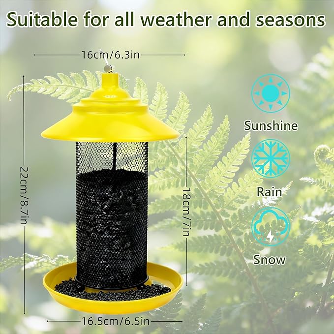 Finch Feeder for Outdoors, Metal Mesh Nyjer & Thistle Seed Feeder, Hanging Bird Feeder for Goldfinches and Small Birds, 2.5 LB Capacity, Great for Backyard Bird Lovers