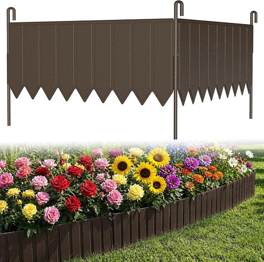 15 Panels Metal Landscape Edging, 6.2in (H) x 20 ft (L)–No Dig Garden Edging with 16 Stakes, Modular Adjustable 0-270°for Tree Rings & Yard Pathways, Matte Finish, Anti-Rust Metal Garden Border (Rust)