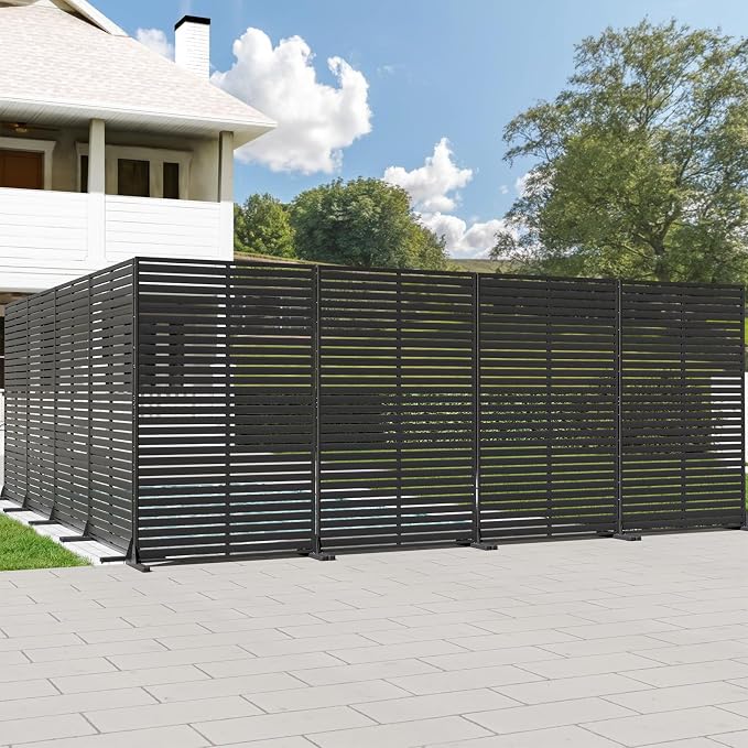 Privacy Fence Screen Outdoor Freestanding Privacy Panel, 72" H×47" W HDPE Decorative Panels with Stand, Room/Garden Divider, Outdoor Privacy Screen for Patio,Deck, Balcony, Pool