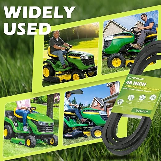 GX21833 48 Inch Mower Deck Belt for John Deere 145 D140 D150 D155 D160 L120 L130 LA130 LA140 LA145 LA155 LA165 Z200 Z255 Z300 Z355E Riding Lawn Mower GX20571, 1/2" X 141"