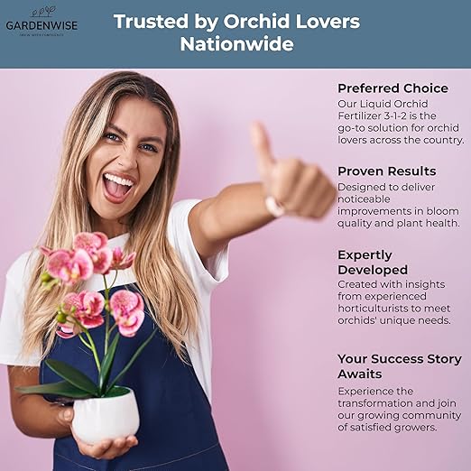 GARDENWISE Liquid Orchid Fertilizer Concentrate 3-1-2 with Micronutrients Orchid Care Made Easy (8 OZ)