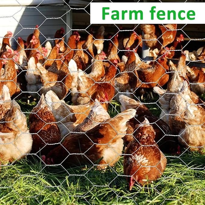 45 in X 200 ft Chicken Wire Fencing Metal Floral Chicken Wire Fence for Crafts 1 Inch Hexagonal Galvanized Poultry Wire Netting for Chicken Coop Barrier Rabbit Cage