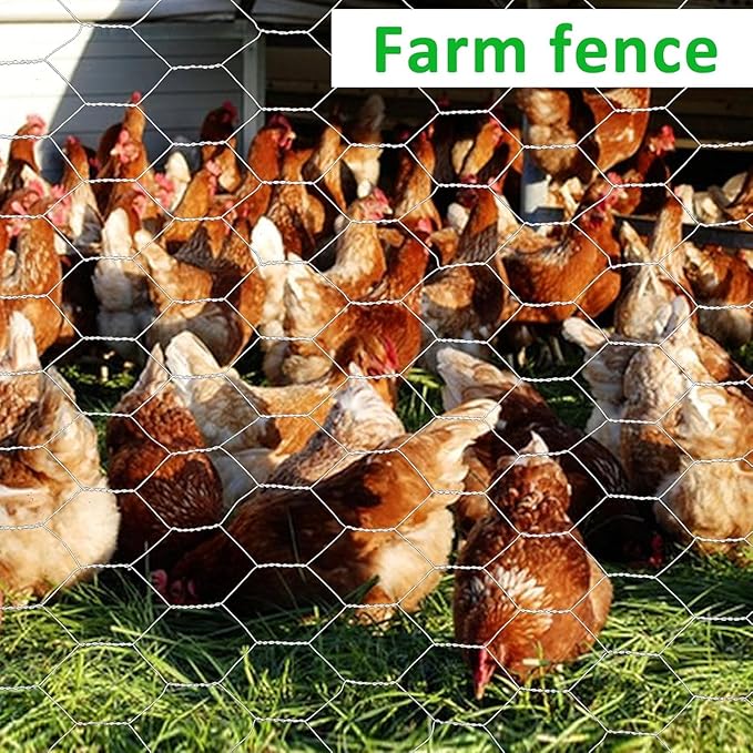 60 in X 200 ft Chicken Wire Fencing Metal Floral Chicken Wire Fence for Crafts 1 Inch Hexagonal Galvanized Poultry Wire Netting for Chicken Coop Barrier Rabbit Cage