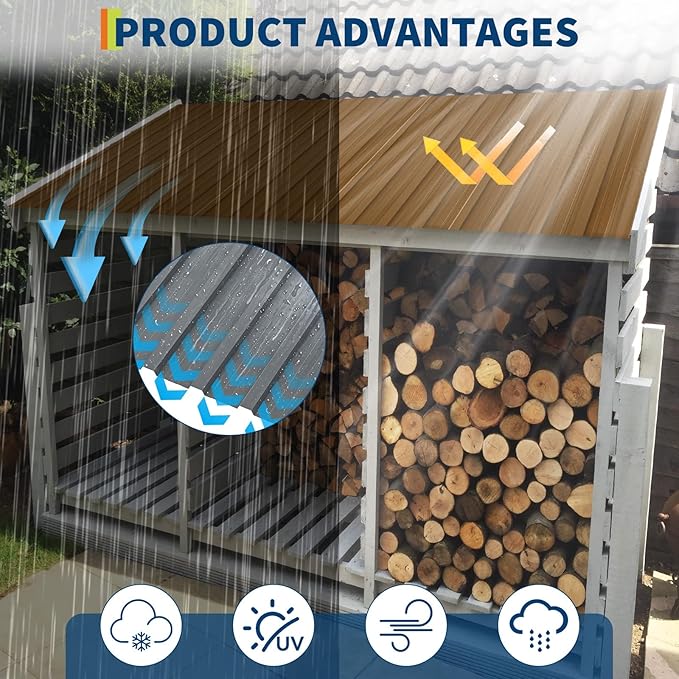 GarveeLife 20Pcs Metal Roofing Panels for Carport, Heavy Duty Metal Carport Kits, Galvanized Steel Corrugated Panels, for Patio Outdoor Garden, 73.2 in x 16.8 in