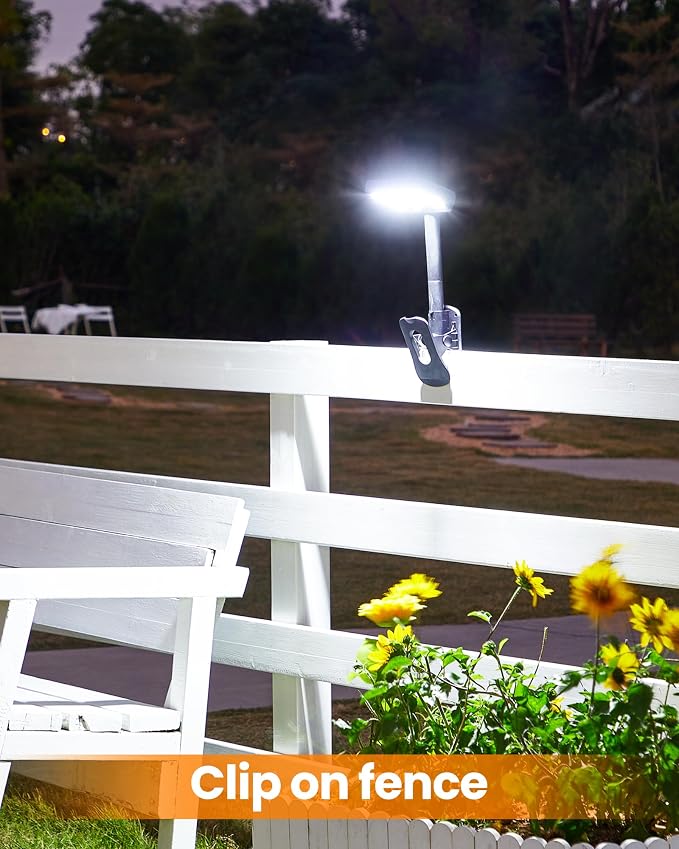 Clip On Solar Lights Outdoor, Motion Sensor Outdoor Lights, 92 LEDs 600LM Solar Fence Lights Outdoor Waterproof,Security Lights for Fence, Deck, Gutter (4, Clamp/Black/6000K)