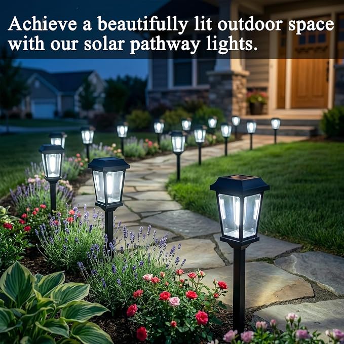 8 Pack Solar Lights Outdoor Pathway, Modern Solar Garden Lights, Waterproof Auto On/Off LED Outdoor Solar Lights for Yard, Landscape Path, Walkway, Driveway Décor