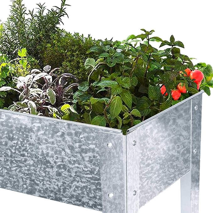 Galvanized Raised Garden Bed for Vegetables Elevated Planter Box with Legs Outdoor Patio Apartment Herb Container Metal