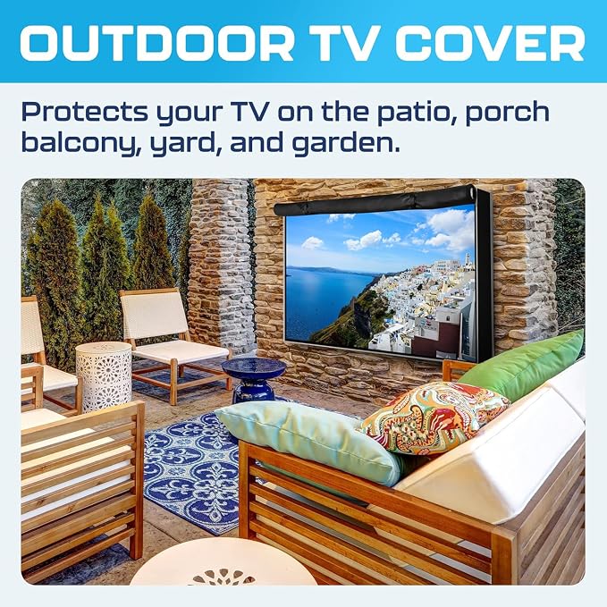 Smart Shield Outdoor TV Cover 75 Inch Weatherproof and Waterproof | Outside TV Enclosure | Screen Protector for Outside Display Black With Zipper