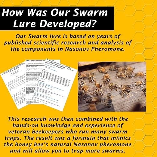 Swarm Lure - Scientific Formula Mimics Nasonov Pheromone - Honey Bee Swarm Attractant – Long Lasting 2 oz Spray Bottle