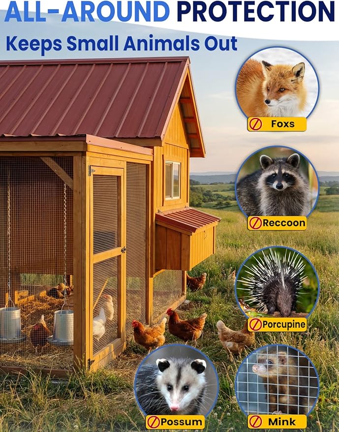 19 Gauge 1/2 inch 48inch×100.1ft Black Hardware Cloth Chicken Wire Fence, Galvanized Steel Vinyl Coated Wire Mesh Roll Supports Poultry Netting Cage Fence