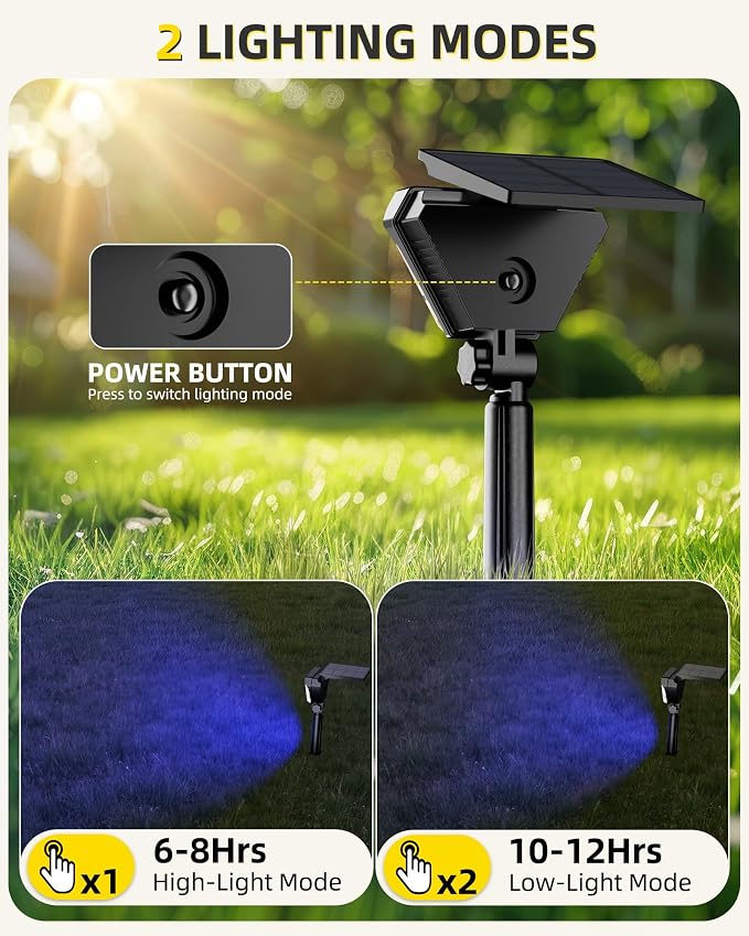 T-SUN Solar Lights Outdoor Waterproof IP65, 6Pack LED Solar Spot Lights Color Changing IP65 Waterproof Smart Auto On/Off for Outside Landscape Garden Yard Lawn Pathway Patio Driveway