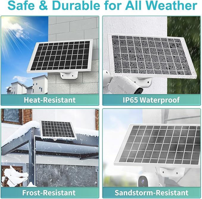 2 Pack 5V 7W Solar Panel Charger for Arlo Essential 2K Outdoor 2nd Gen 3rd, XL 2nd 3 Gen,Arlo Pro 6th Gen 2025, Tapo SolarCam C402 C403 A200, Tapo SolarCam 2K+ 4K C460, TP-Link TC82 C425 C420 C400