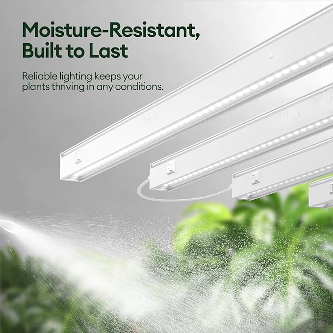 Maygrove T5 Grow Lights for Indoor Plants 2FT, Sun-Like Full Spectrum 5000K Grow Light, 60W(4 x 15W), Grow Light Strips for Seed Starting, Greenhouse, High PPFD, Linkable, White, 4-Pack