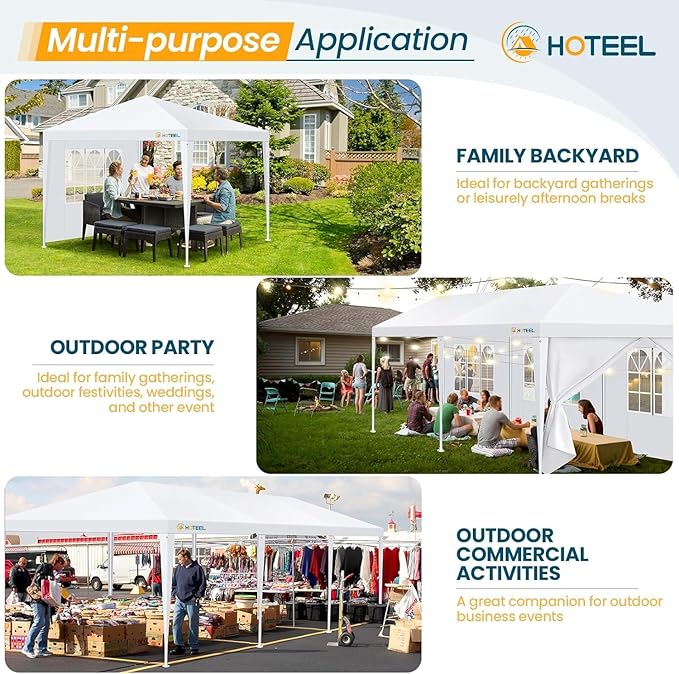 HOTEEL 10x30FT Party Tent with 8 Removable Sidewalls for Parties, Carpas para Fiestas Easy Set up, Weddings, BBQ, Baby Shower, Waterproof Outdoor Event Canopy, Patio Camping Gazebo, White