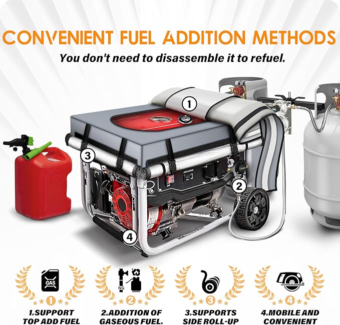 Generator Covers While Running, 32x24x24 inch Generator Cover, 900D+210D Heavy Duty Waterproof, PVC Transparent Visual Operation Window, Top Can Be Opened for Refueling. Gray