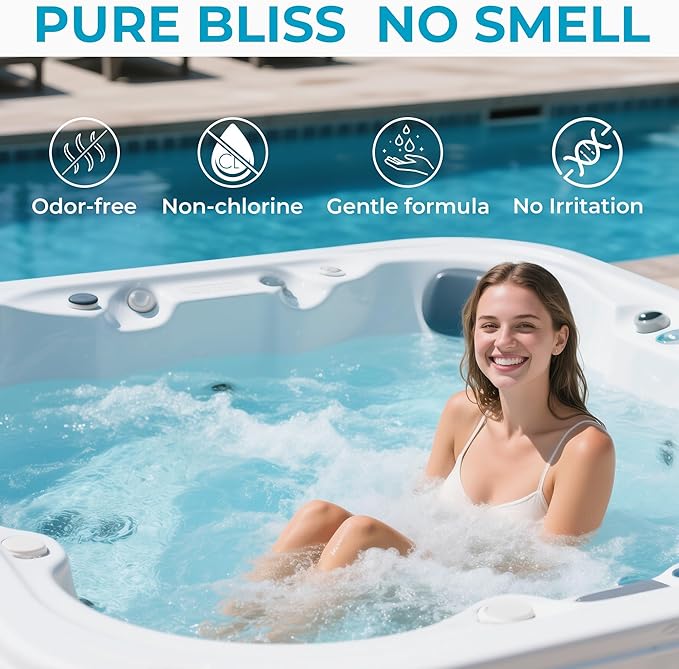 POOLACC Non-Chlorine Spa Shock for Hot Tub - 5 lbs, Chlorine-Free Shock Oxidizer Treatment for Hot Tubs, Spas and Swimming Pools, Fast Acting, Quick Dissolving Oxidizing Shock for Crystal Clear Water