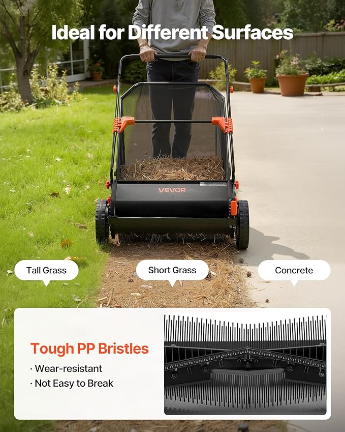 VEVOR 3 Packs Lawn Sweeper Brush Replacement, Compatible with VEVOR 30 in Lawn & Leaf Collector Sweepers, Yard Sweeper Brush Paddle with Durable V-Shaped Bristles for Easy Grass Leaf Cleanup