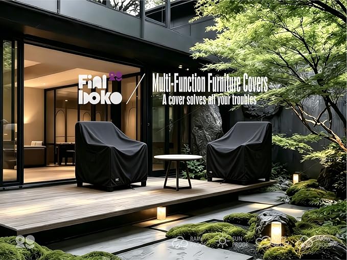 Patio Chair Covers 2 Pack,30Wx34Dx38H inches Outdoor Chair Covers,100% Waterproof Heavy Duty Outdoor Furniture Covers Waterproof,Black Minimalism Style Patio Furniture Cover