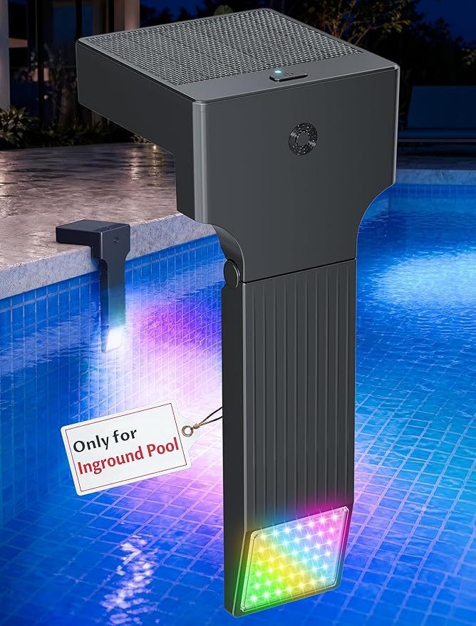 Solar Pool Lights Only for Inground Pool, 10-Color RGB 4-Mode LED Underwater Submersible Poolside Light with Auto Dusk Sensor, Waterproof Design, Remote & Timer Off, 1 Pack