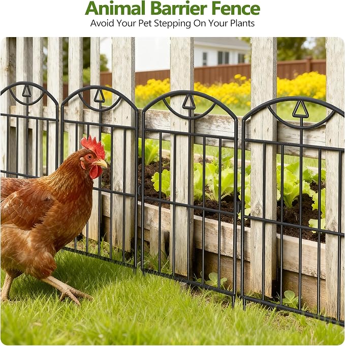 Garden Fence 17in (H) x21ft (L), 20 Pack No Dig Animal Barrier Fence, Metal Decorative Garden Border Fence Panels, for Dogs, Flower Bed, Patio, Yard