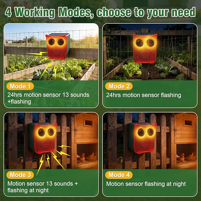 ChunHee Solar Motion Sensor Alarm Outdoor Dog Barking Alarm with 129dB Loud Alarm & PIR Motion Detection, IP65 Weatherproof Motion Activated for Deer, Coyote,Raccoons, Bears