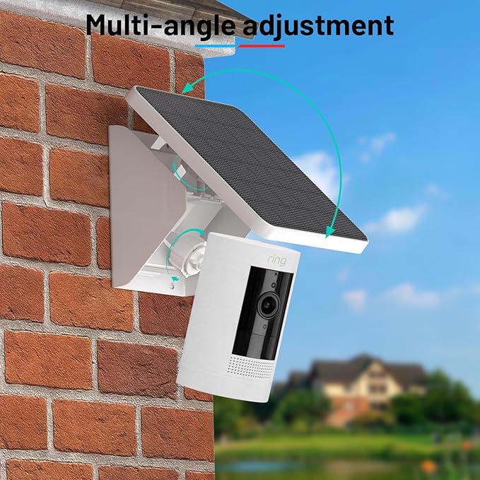 UOGW 4W Solar Panel Charging Mount for Ring Outdoor Cam Plus,Stick Up Cam,Spotlight Cam Pro/Plus,IP67 Weatherproof Long Cable with USB-C to Ring Barrel Plug Adapter(Camera Not Included)