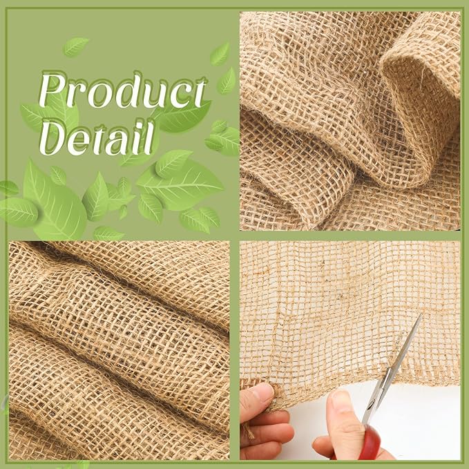 Buryeah 40 Inch x 6.6 ft Burlap Fabrics Roll Natural Burlap Garden Multipurpose Weed Barrier Garden Landscape Blankets Cloth Weed Barrier Fabric Jute for Outdoor Home Craft Shrubs Party Decor