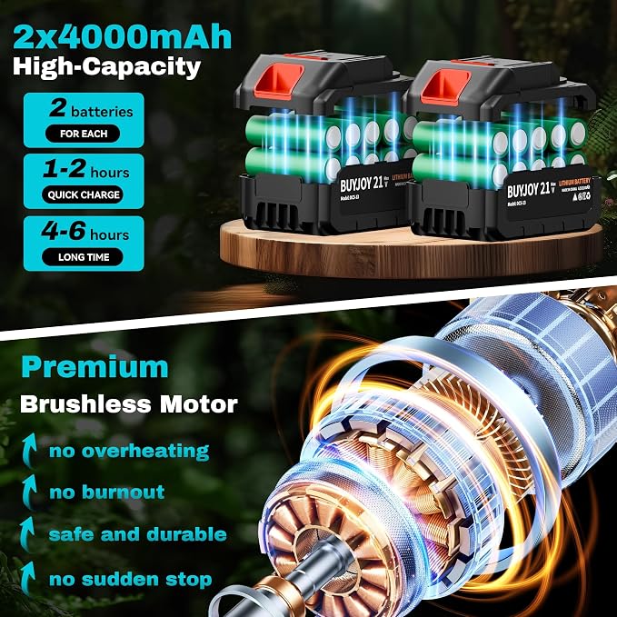 2-in-1 Electric Pole Saws for Tree Trimming, 6 Inch Mini Chainsaw Cordless with Extension Pole, 2 x 4000mAh Batteries,Battery Powered Pole Chain Saw, Tree Trimmer Limb Branch Cutter Pruner