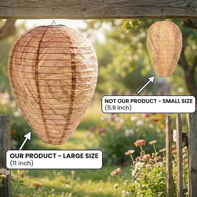 4 Pack Hanging Paper Fake Wasp Nests for Home(Brown)