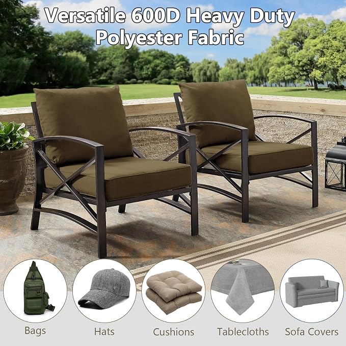 Waterproof Canvas Fabric by The Yard, 58inch 600D Upholstery Fabric Polyester Material Outdoor Water Resistant Material for Sewing Chair Patio Cushion Bag Seat Repair, 8 Yard Yellow Brown