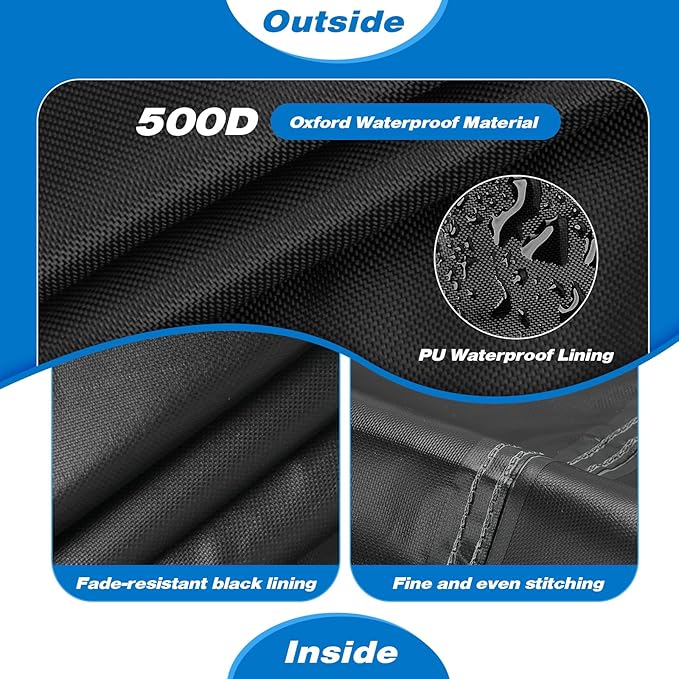 Kingling Deck Box Cover, Outdoor Storage Box Cover for Keter 165 Gallon Deck Box, Waterproof Outside Storage Bench Deck Boxes Covers Black (62" L x 30" W x 28" H inch)