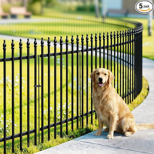 Thealyn Metal Garden Fence 42" H x 30" W, 5 Panels (4 Panels + 1 Gate), Total 12.5 feet, Metal Border Folding Fence, Landscape Fencing Dog Fence Pet Fence for Flower Bed, Yard, Animal Barrier