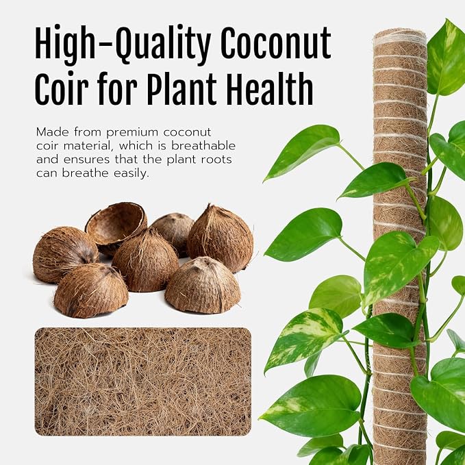 Mcbazel 4 Pack 23.5 Inch Moss Poles, Monstera Plant Support, Stackable Moss Pole for Indoor Plants, Coco Coir Totem for Climbing Plant, Potted, Sphagnum