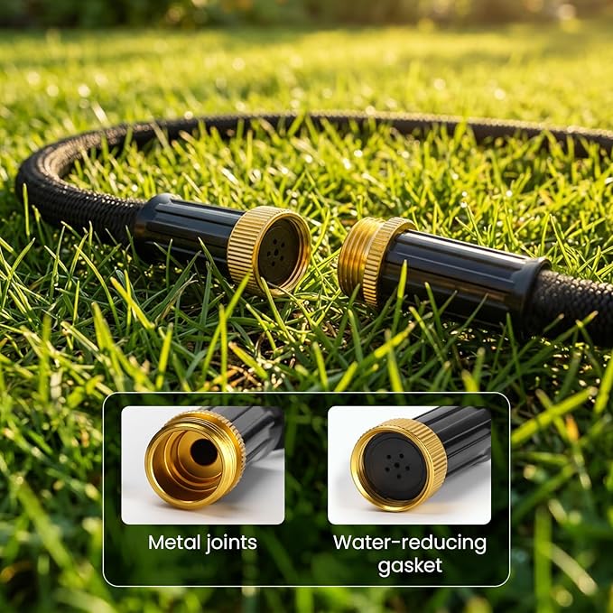 MIXC 2026 Thickened Flat Soaker Hose 100Ft with Copper Joint, Saving 80% Water, Aluminum Seal, 1mm Hose, 360°Swival Handle, Hole Pressure Relief Gasket, Drip Kit for Vegetable Garden, Lawn, Flower Bed
