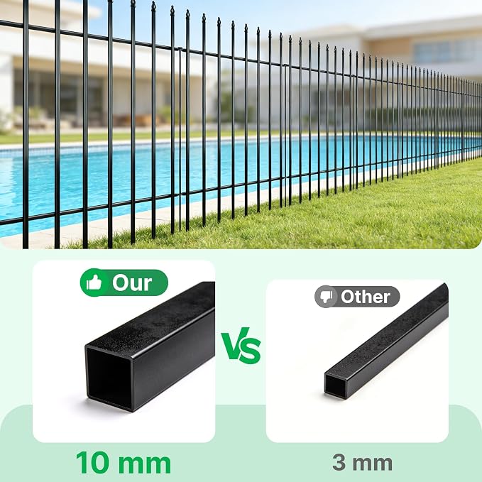 Thealyn Metal Garden Fence 32 inch H x 24 inch W (5 Panels, Total Length 10 ft) No Need Dig Outdoor Rustproof Animal Barrier Fencing Border Fence for Dog, Patio,Yard, Landscape, Flower Bed