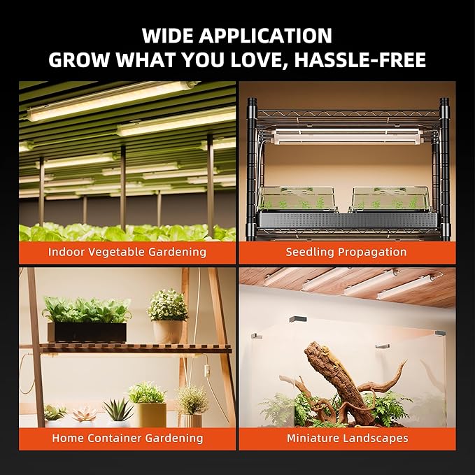 Spider Farmer 2FT LED Grow Lights for Indoor Plants,Full Spectrum (3000K+5000K+660nm),80W (4x20W,400W Equivalent),3-Level Dimmable,IP65 Waterproof,Linkable Design,Plant Light Strip for Shelve,4-Pack