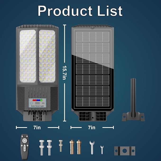 2026 New Solar Street Light, Solar Street Lights Outdoor Waterproof Dusk to Dawn 7000K LED Security Flood Light with Motion Sensor and Remote Control for Pathway, Entryway & Yard