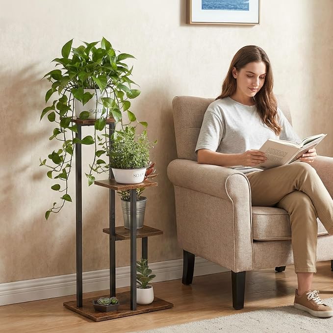 3 Tier Plant Stand Indoor, Tiered Plant Stands for Indoor Plants Multiple, Corner Flower Stand for Living Room, Multi-Layer Vintage Design Plant Shelf | Sturdy wood structure, space-saving corner design. Multi-layer rack holds multiple potted plants,id...