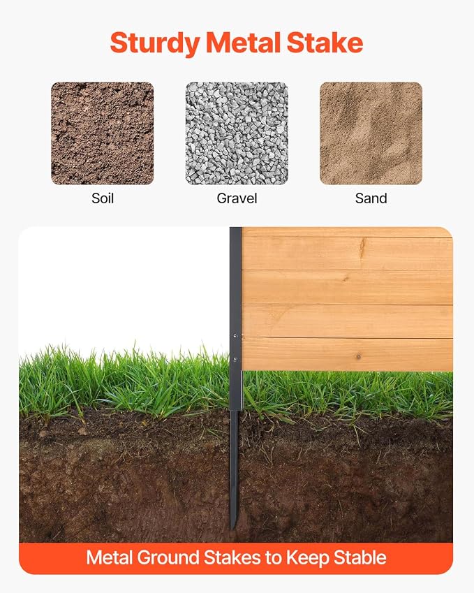 VEVOR Wood Privacy Fence, 38" W x 42" L, 2 Panel Solid Air Conditioner Fence Screen, Pool Equipment Enclosure with Metal Stakes, Easy DIY Installation, Outdoor Trash Can Hider for Garden Decoration