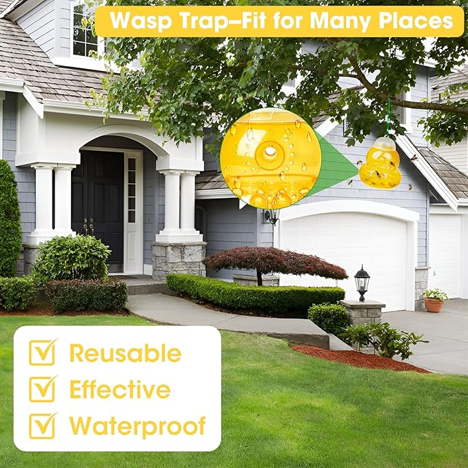 2 Pack Wasp Traps Outdoor Hanging Yellow Jacket Trap Carpenter Bee Traps for Outside, Hornet Trap Plastic Bee Catcher Wasp Killers for Garden Farm
