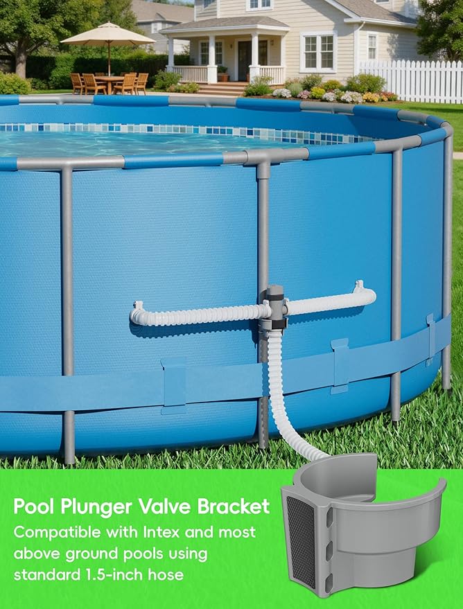 SHAPON Pool Accessories Plunger Valve Bracket for Above Ground Pools, Compatible with Intex Pool Parts, Durable ABS Pipe Support with Zip Ties (1 Pack)