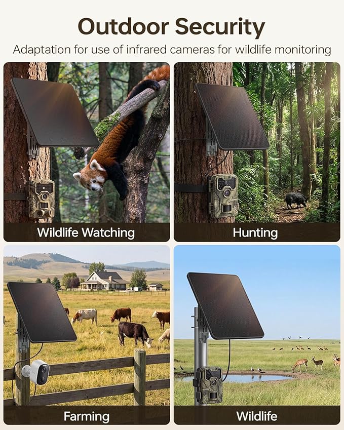 Trail Camera Solar Panel, KJK 6W Solar Battery Charger 12V/1.5A with 10000mAh Built-in Battery, IP67 Waterproof for Cellular & Wireless Hunting Cameras