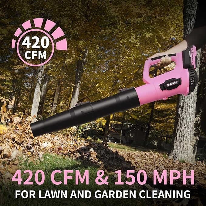 LEAPUL Leaf Blower Cordless, 21V Electric Leaf Blower with 2×2.0Ah Batteries & 1 Fast Charger, Lightweight Battery Powered Blower for Lawn Care, Patio Cleaning