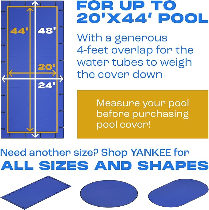 Yankee Pool Cover for 20x44 ft Rectangular Pool: Extra Thick & Durable | Sapphire Series of Premium Cold- and UV-Resistant In-Ground Pool Protection