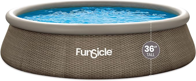 Funsicle Quickset Designer 14' x 36" Round Above Ground Swimming Pool, with FiltraBoost 800 GPH Filter Pump, Ladder, Type D Filter Cartridge & Repair Patch, Triple Basketweave