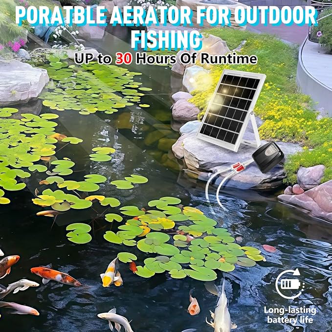 Solar Powered Aquarium Air Pump, Quiet Powerful Fish Tank Air Pump