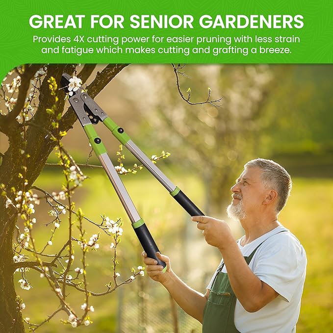 Garden Guru Extendable Anvil Lopper Tree Trimmer w Compound Action, Chops Thick Branches w Ease, 28-40”, Non-Stick High Carbon Steel Blade, Branch Cutter, 2 Inch Clean Cut Capacity - 1 Case (12 Pcs)